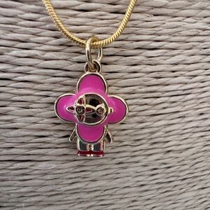 Gold and Pink Vivi Vuitton Pendant Necklace